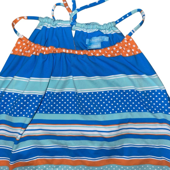 J McLaughlin for Dillard's Halter Performance Dress XL Blue Orange Tie - Picture 8 of 9